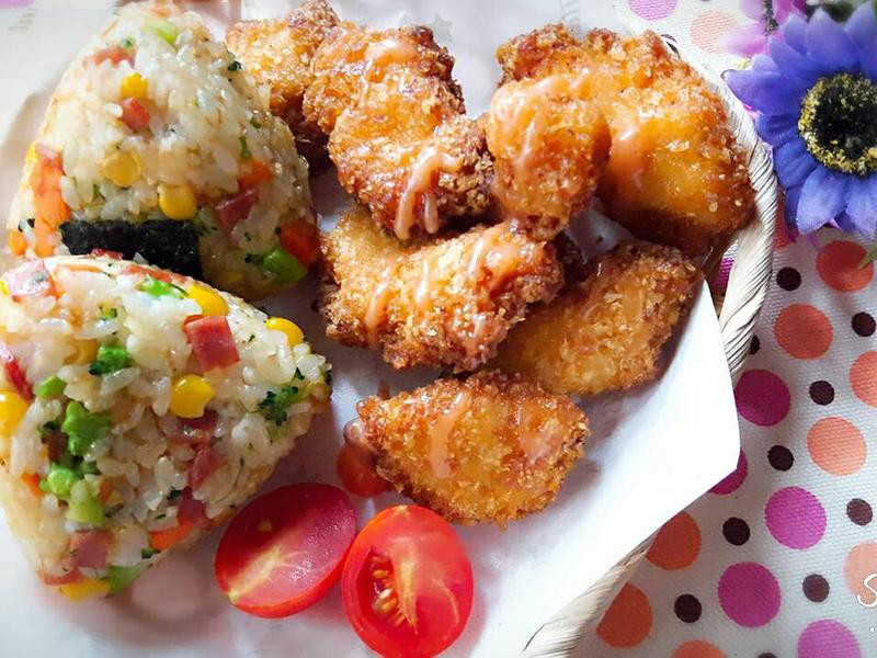 火腿玉米青花菜醬烤飯團