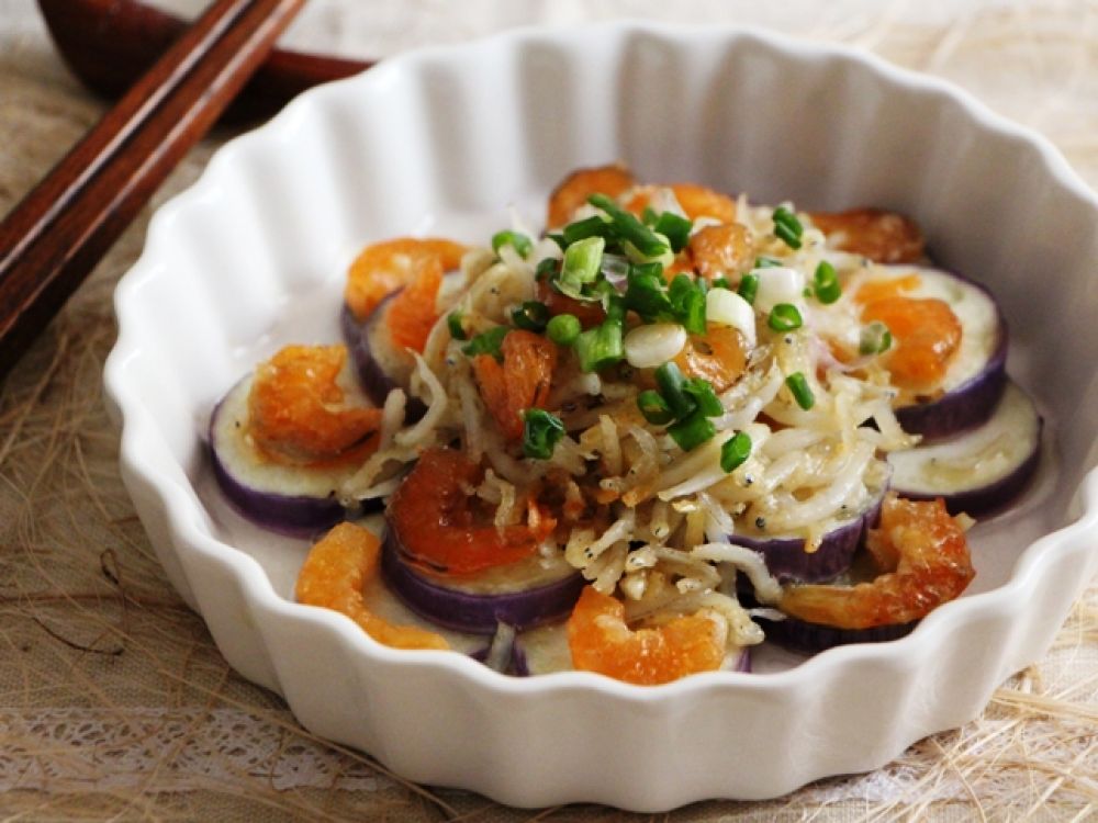 銀魚仔蝦米蒸茄子