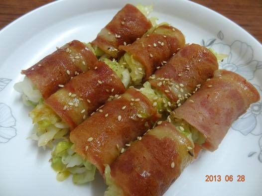 培根圓白菜卷
