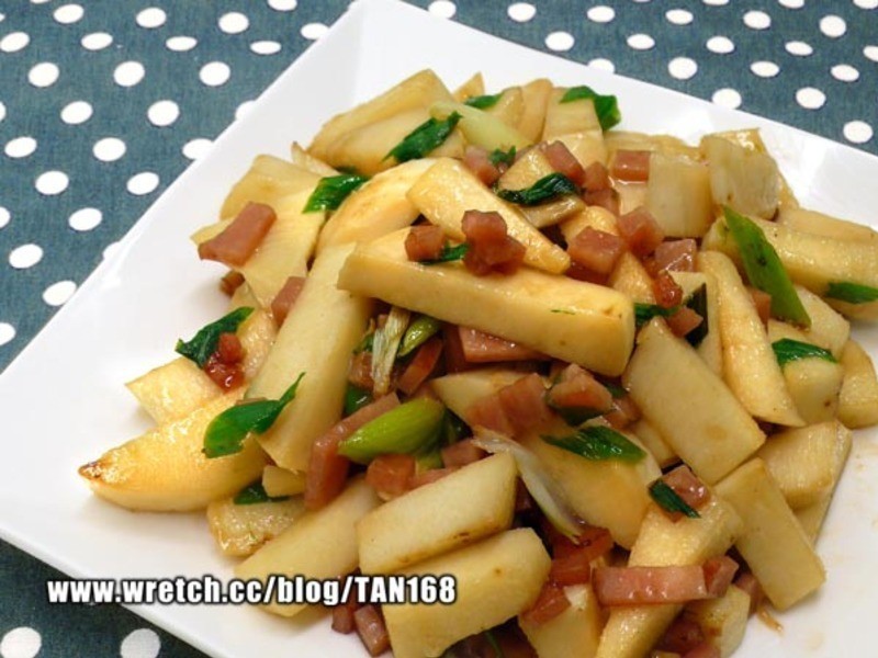 火腿青蒜煸鮮筍