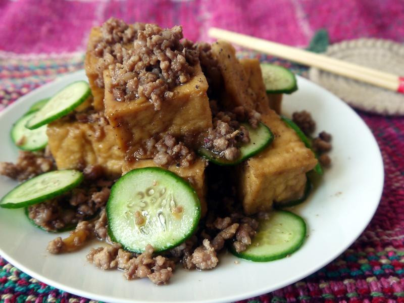 肉末燒油豆腐