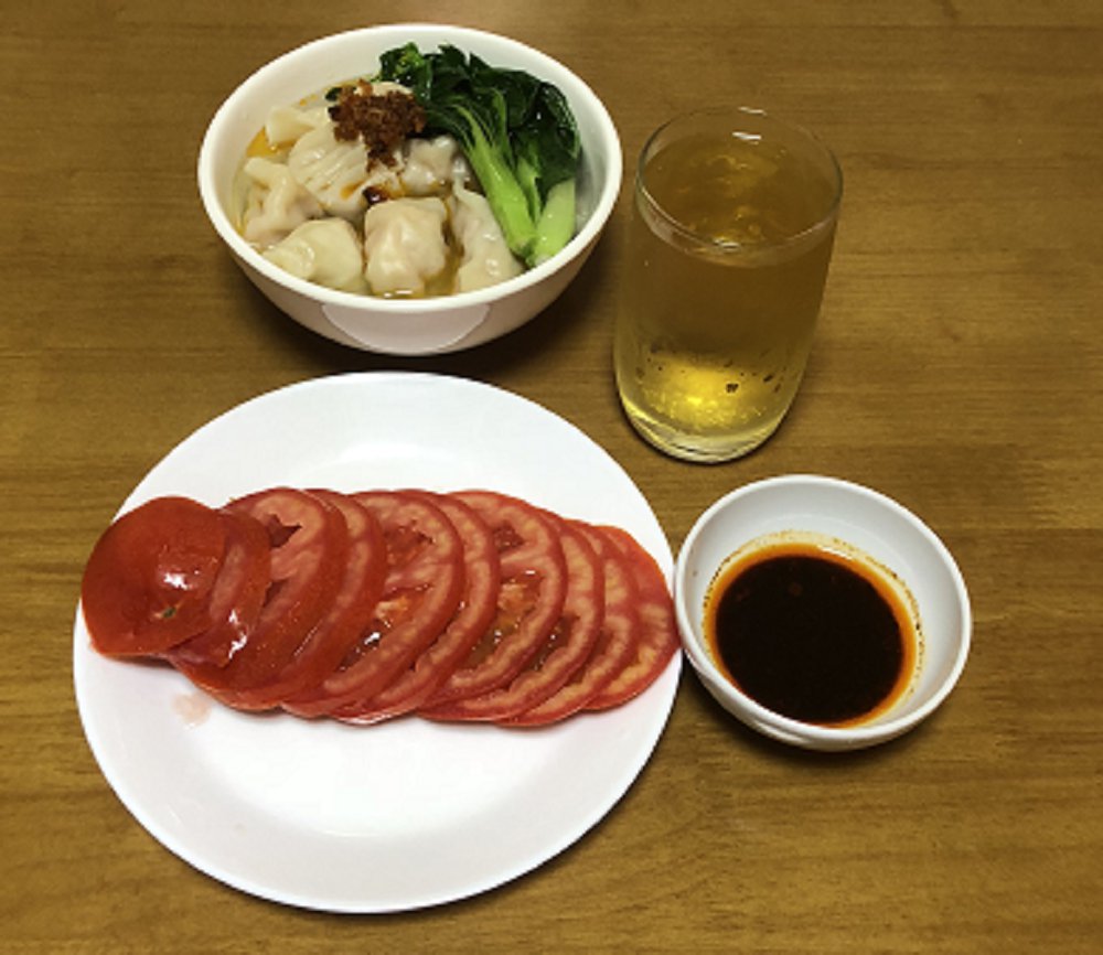 湯餃+西紅柿+菊花蜜