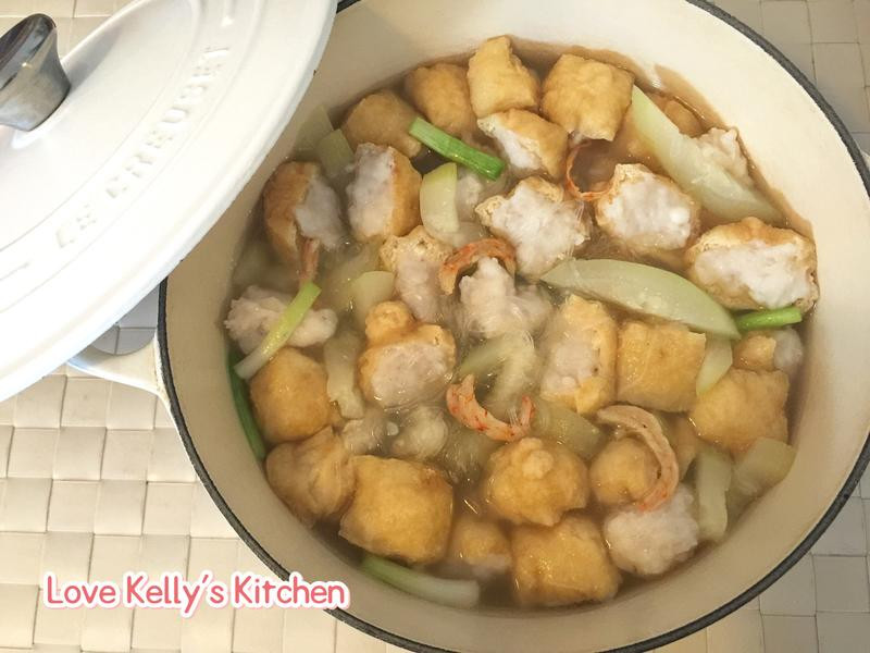 蝦干墨魚滑釀豆卜煲