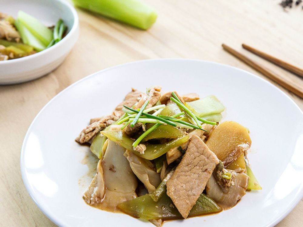 平菇青筍炒肉片