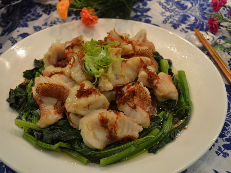 XO醬菜心蒸斑魚