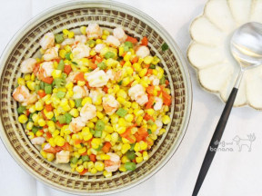 椰子油清炒三色玉米蝦仁