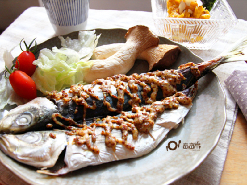 芥末籽美奶滋烤竹莢魚