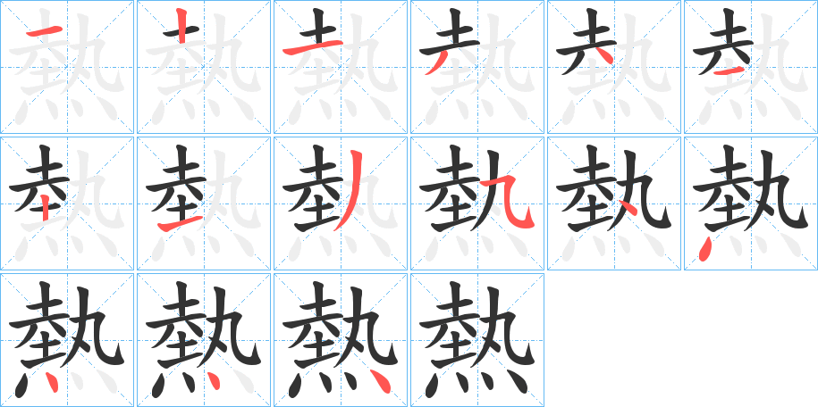 熱字的筆順分步演示
