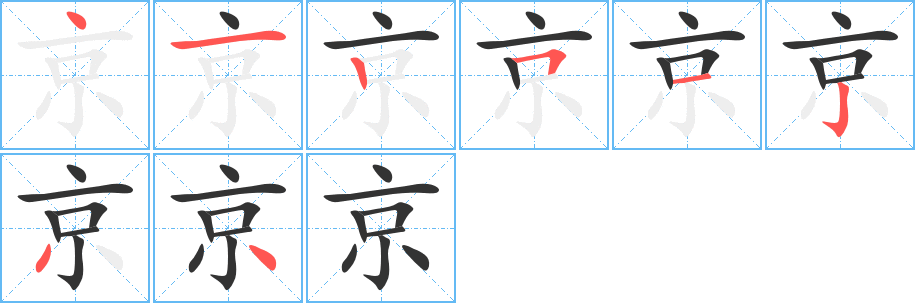 京字的筆順分步演示