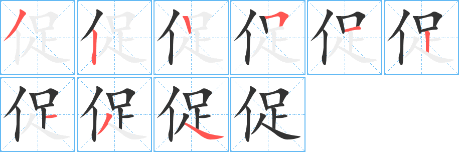 促字的筆順分步演示