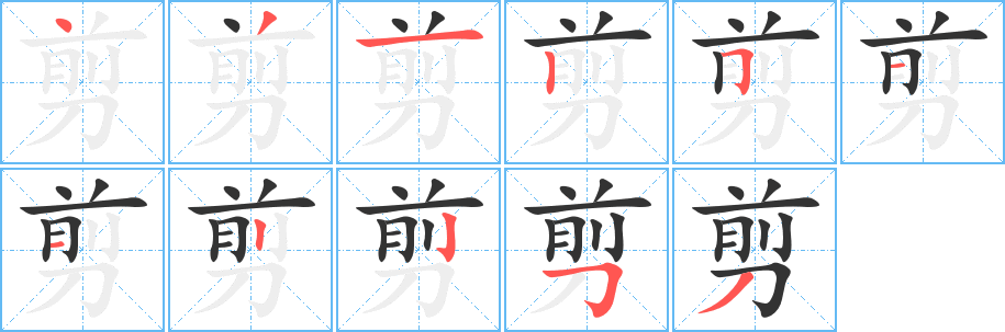 剪字的筆順分步演示