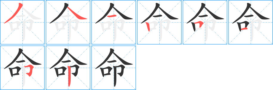 命字的筆順分步演示