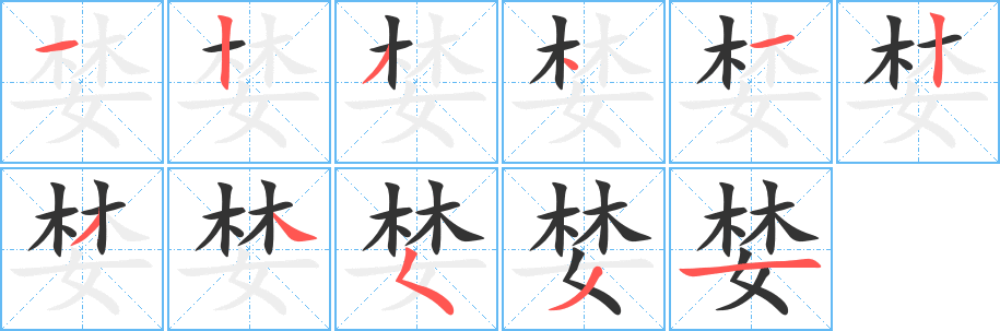 婪字的筆順分步演示