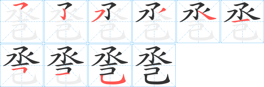 巹字的筆順分步演示