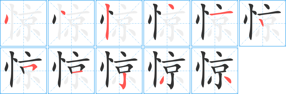 驚字的筆順分步演示