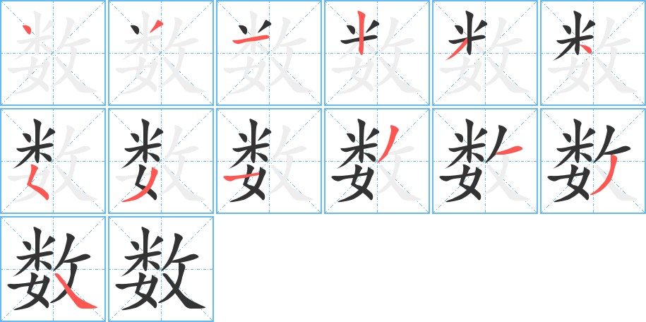 數字的筆順分步演示