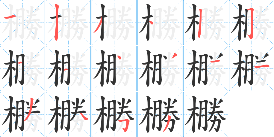 橳字的筆順分步演示