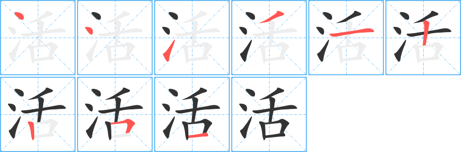 活字的筆順分步演示
