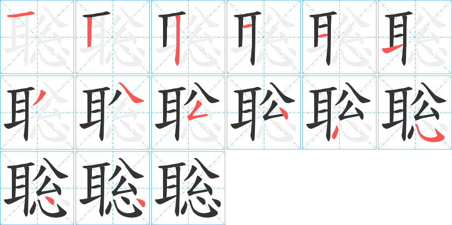 聡字的筆順分步演示