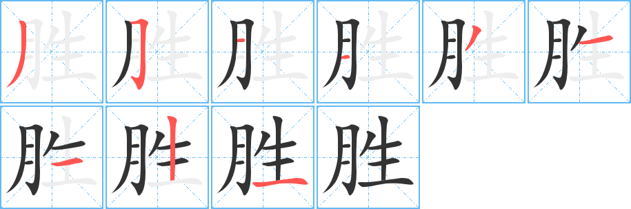 勝字的筆順分步演示