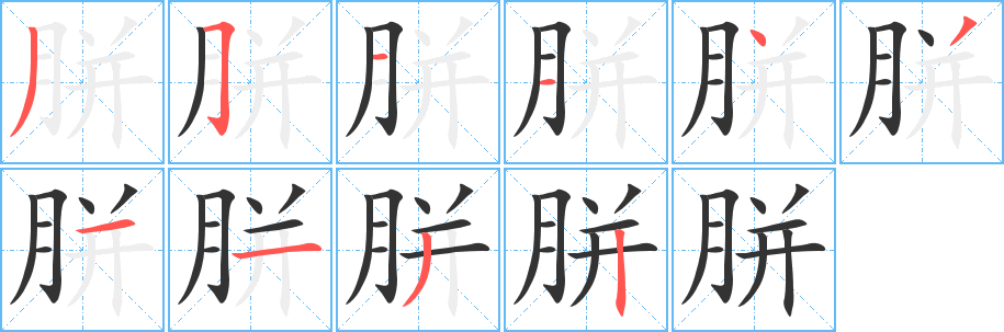 胼字的筆順分步演示