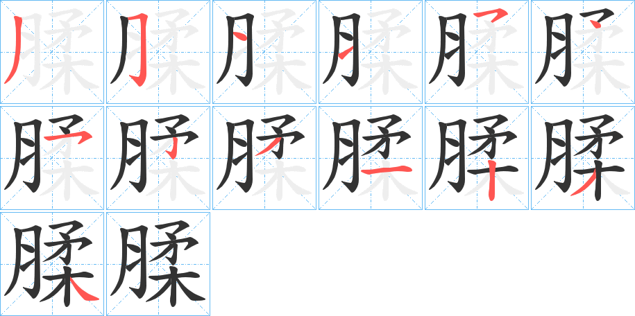 腬字的筆順分步演示