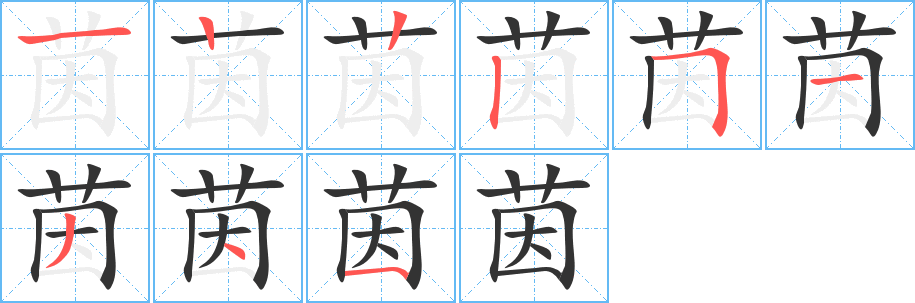 茵字的筆順分步演示