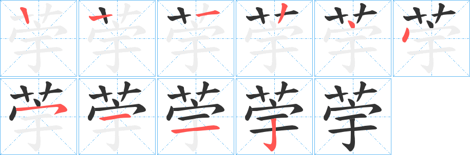 荢字的筆順分步演示