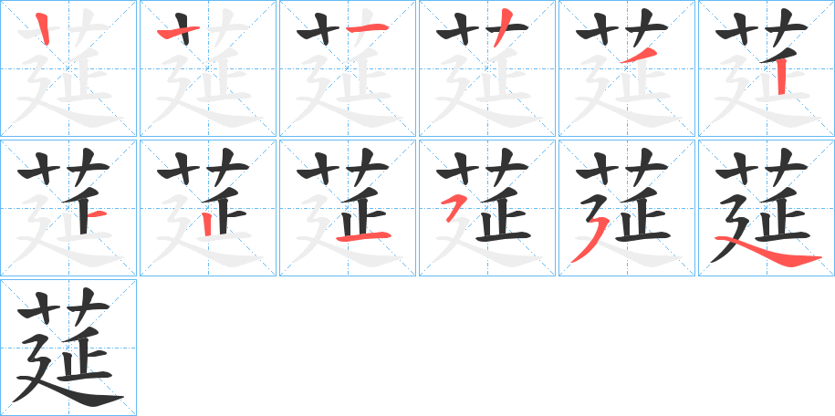 莚字的筆順分步演示
