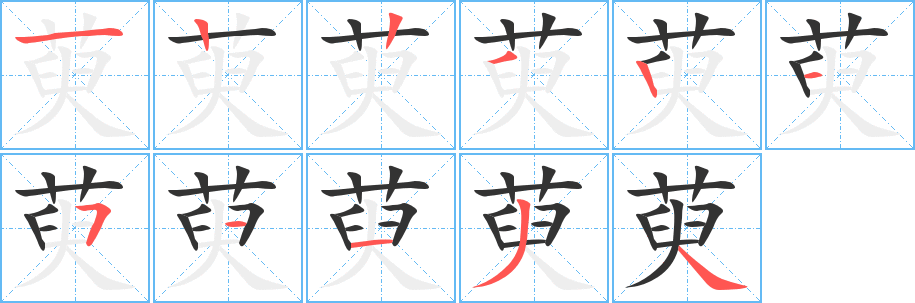 萸字的筆順分步演示