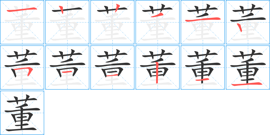 董字的筆順分步演示