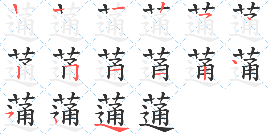 蓪字的筆順分步演示