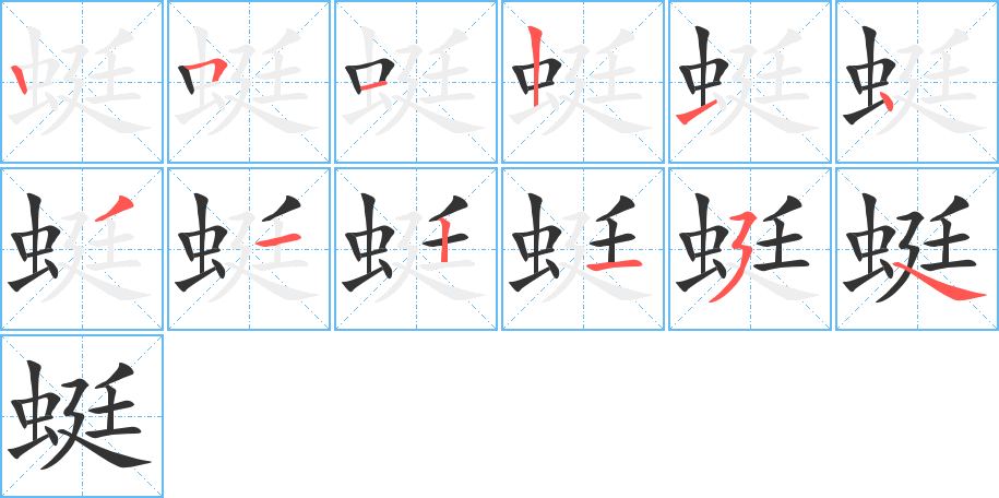 蜓字的筆順分步演示