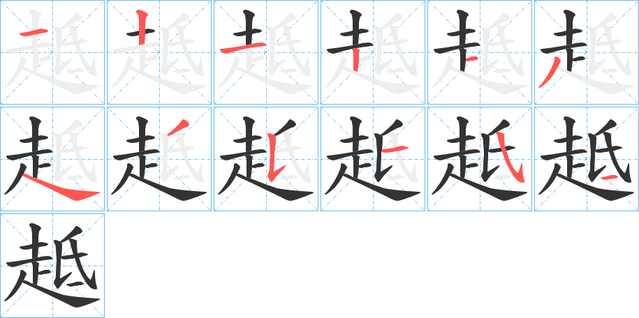 趆字的筆順分步演示