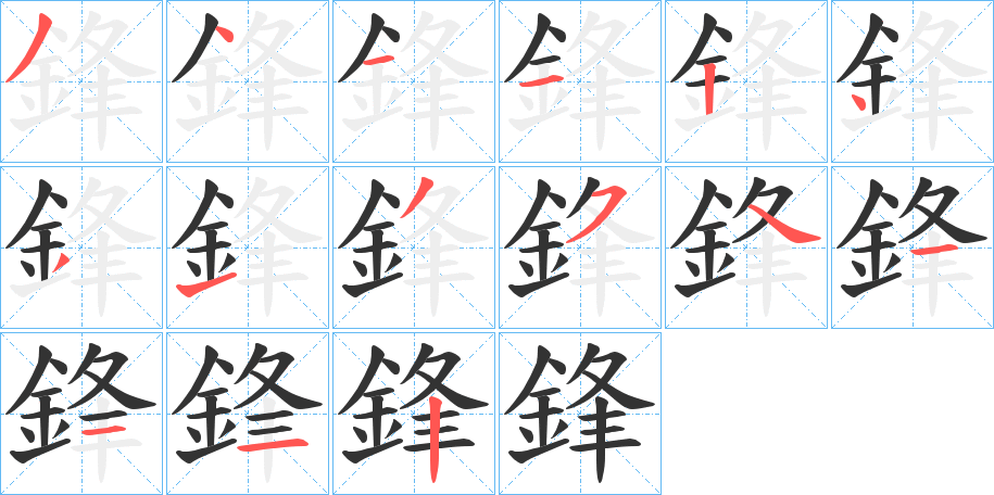 鋒字的筆順分步演示