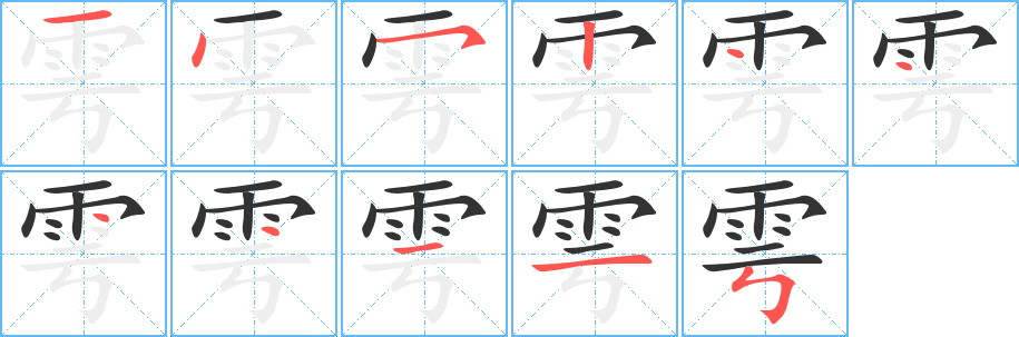 雩字的筆順分步演示