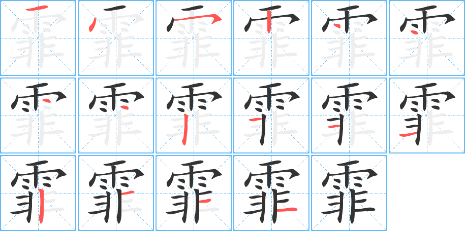 霏字的筆順分步演示