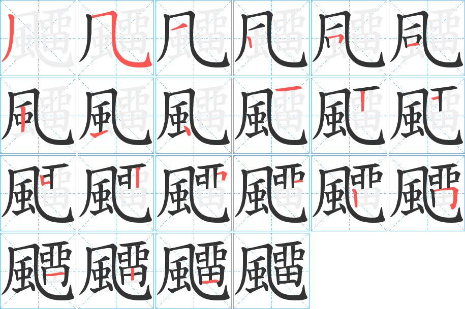 飅字的筆順?lè)植窖菔?></p>
<h2>飅的釋義：</h2>
飅<br />liú<br />同“飗”（日本漢字）。<br />筆畫數(shù)：21；<br />部首：風(fēng)；<br />筆順編號(hào)：353251214122155125121<br />
<p>上一個(gè)：<a href='bs19918.html'>飆的筆順</a></p>
<p>下一個(gè)：<a href='bs19916.html'>雤的筆順</a></p>
<h3>相關(guān)筆畫筆順</h3>
<p class=