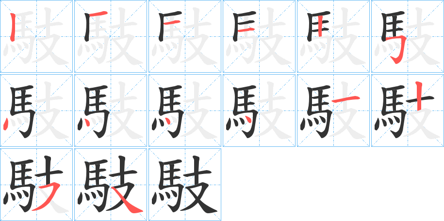 馶字的筆順分步演示