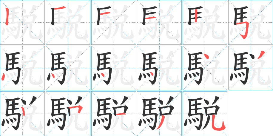 駾字的筆順分步演示