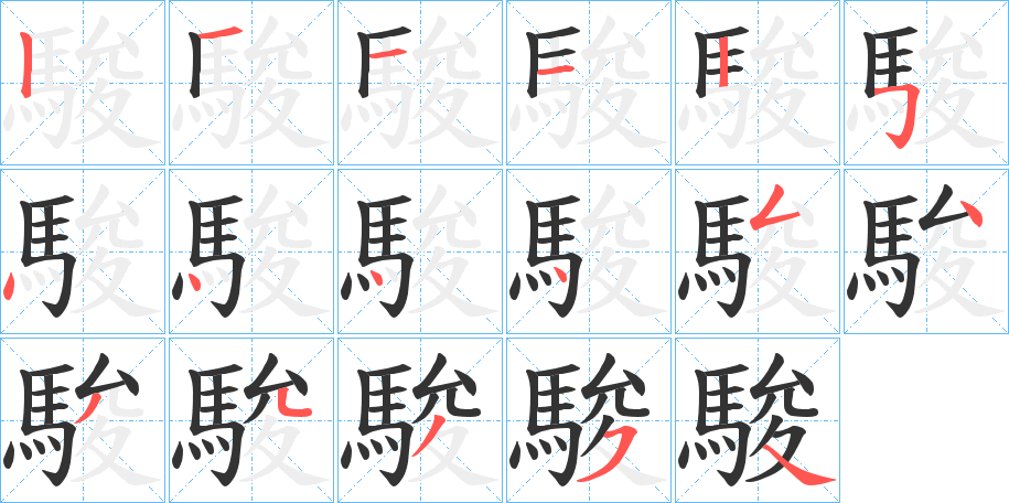 駿字的筆順分步演示
