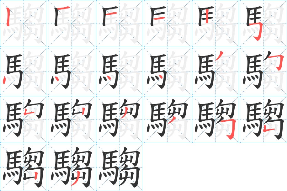騶字的筆順分步演示