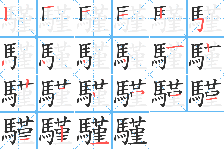 騹字的筆順分步演示