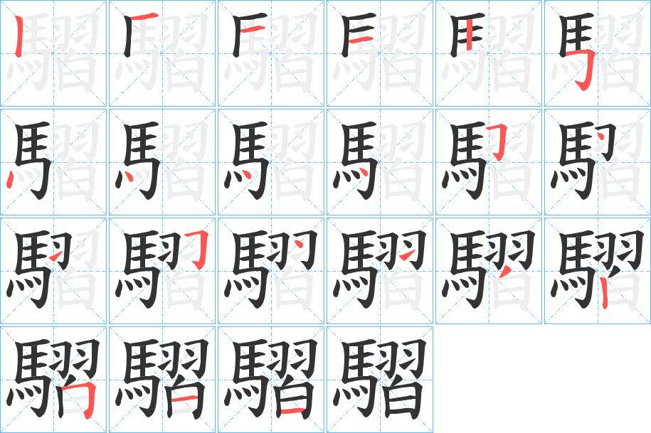 騽字的筆順分步演示