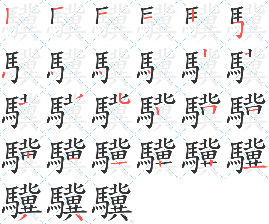 驥字的筆順分步演示