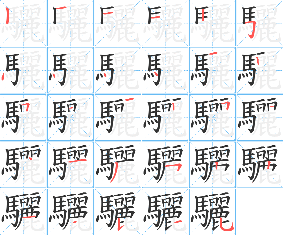 驪字的筆順分步演示