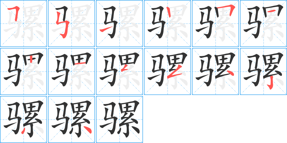 騾字的筆順分步演示