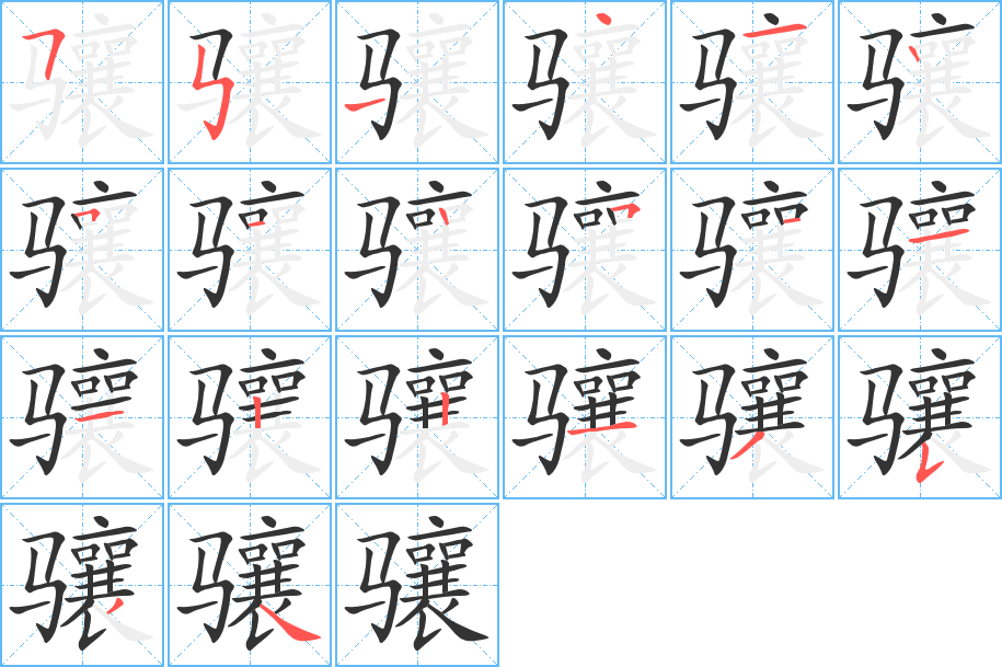 驤字的筆順分步演示