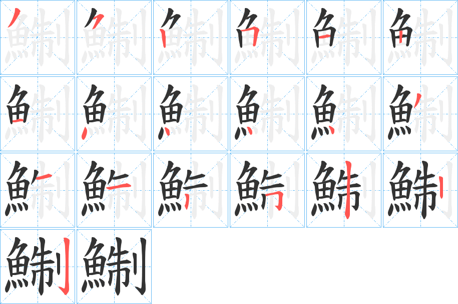 鯯字的筆順分步演示