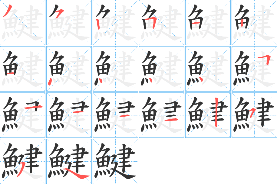 鰎字的筆順分步演示
